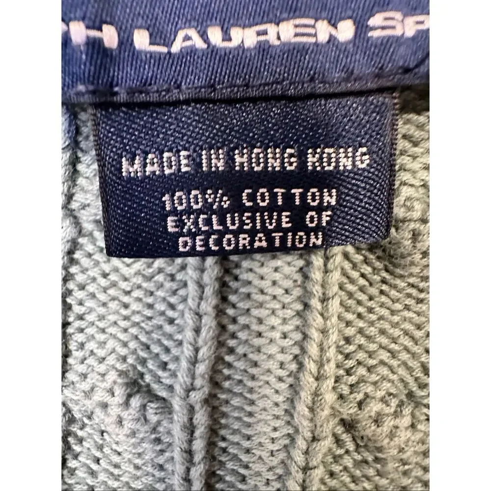 Ralph Lauren Sport Green cable knit pullover v-neck sweater, size XL - Picture 9 of 10